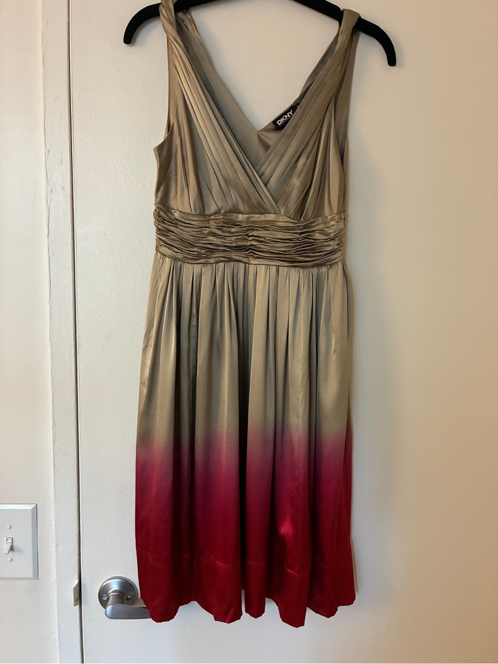 DKNY Beautiful Ombre V-Neck Midi Dress